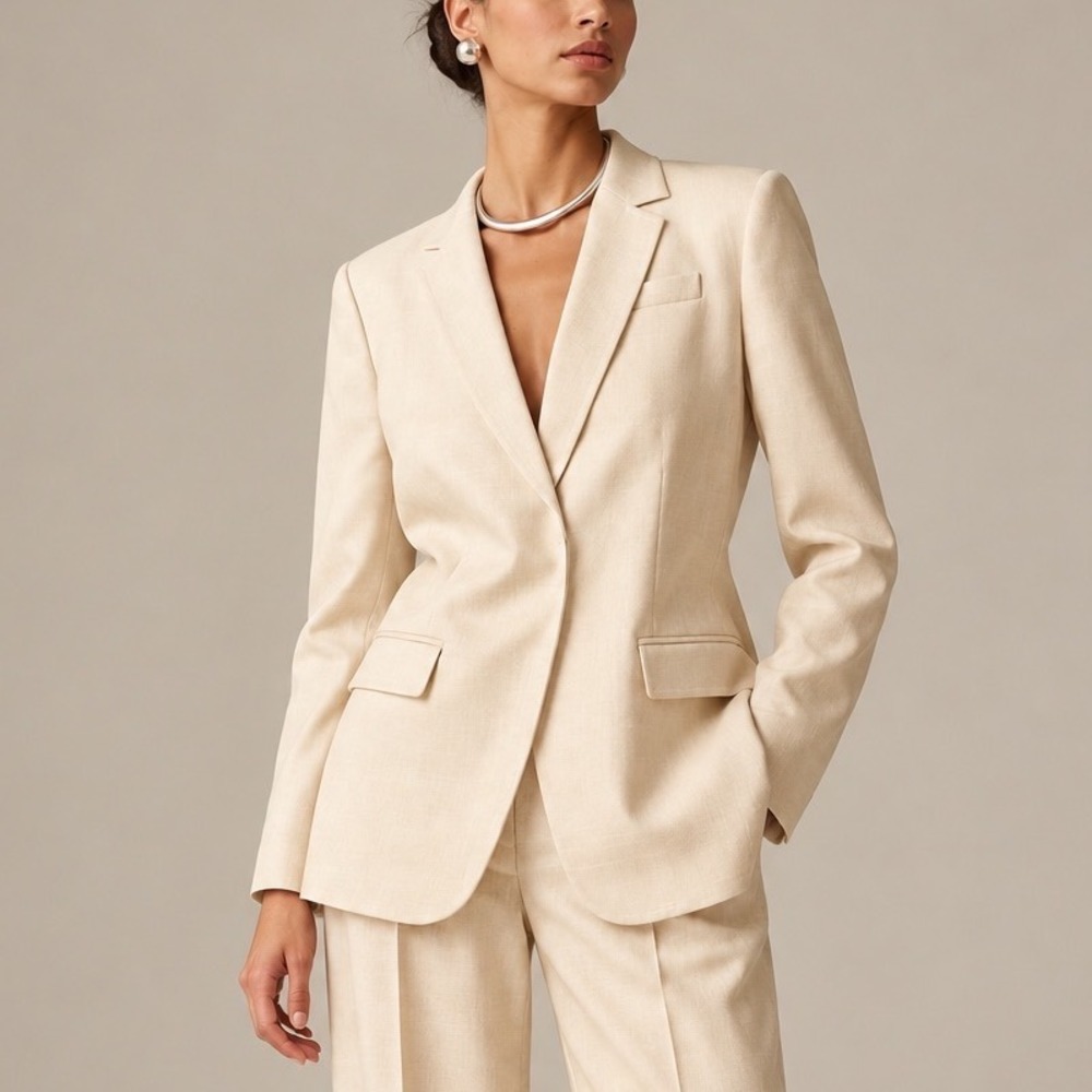 J.Crew Beige Blazer Soft Tailoring Textured Twill Ora Tessuti Jacket Women's 0